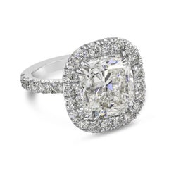 GIA Certified 10.12 Carats Cushion Cut Diamond Halo Engagement Ring in Platinum