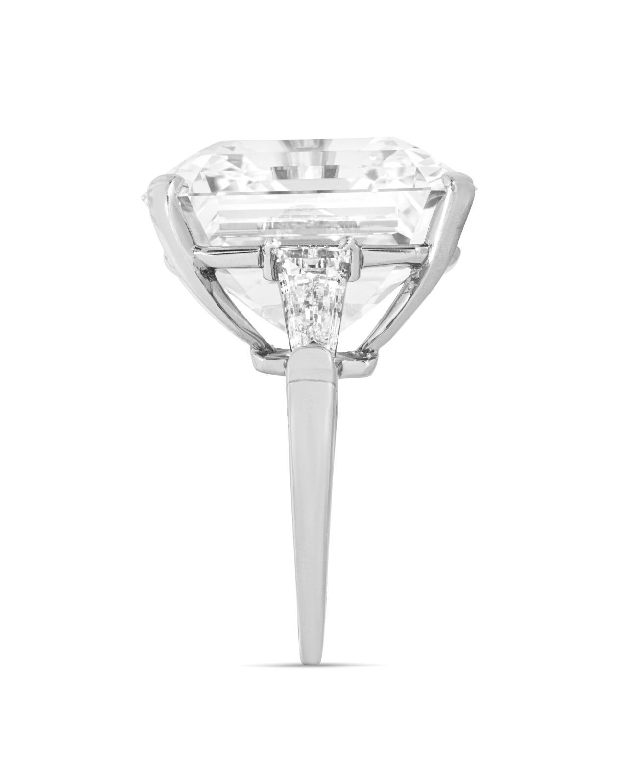Contemporary GIA Certified 10.12 Ct. Emerald Cut Diamond Tapered Baguette Ring For Sale