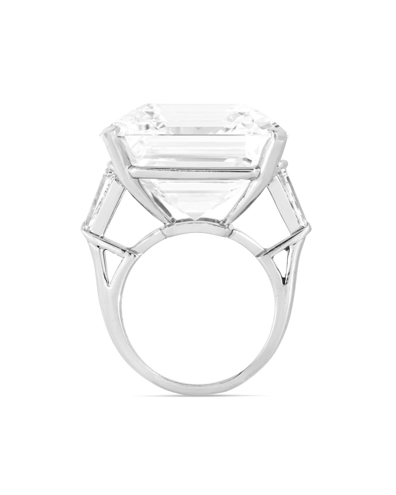 Asscher Cut GIA Certified 10.12 Ct. Emerald Cut Diamond Tapered Baguette Ring For Sale