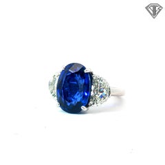 Bague en platine certifiée GIA de 10,12 ct de saphir royal bleu de Ceylan et de diamants