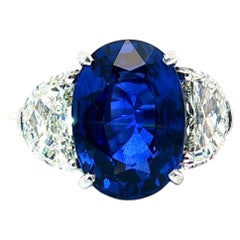 Bague en platine certifiée GIA de 10,12 ct de saphir royal bleu de Ceylan et de diamants