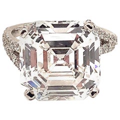 Carvin French GIA Certified 10.15 Carat Asscher Cut Diamond Ring