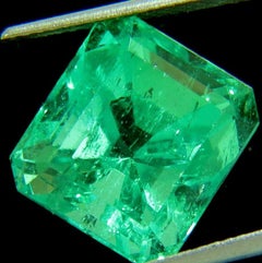 GIA Certified 10.16CT Natural Colombian Green Emerald Square Cut Collector Vivid