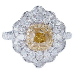 GIA Certified, 1.01ct Cushion Fancy Deep Orangy Yellow Natural Diamond Ring 18kt