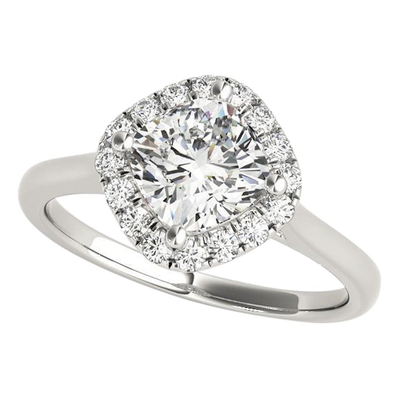 GIA Certified 1.01ct Cuscino Quadrato Halo Filigrana Fiore Anello di Diamante in Platino