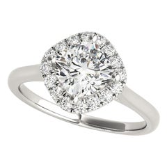 GIA Certified 1.01ct Cuscino Quadrato Halo Filigrana Fiore Anello di Diamante in Platino