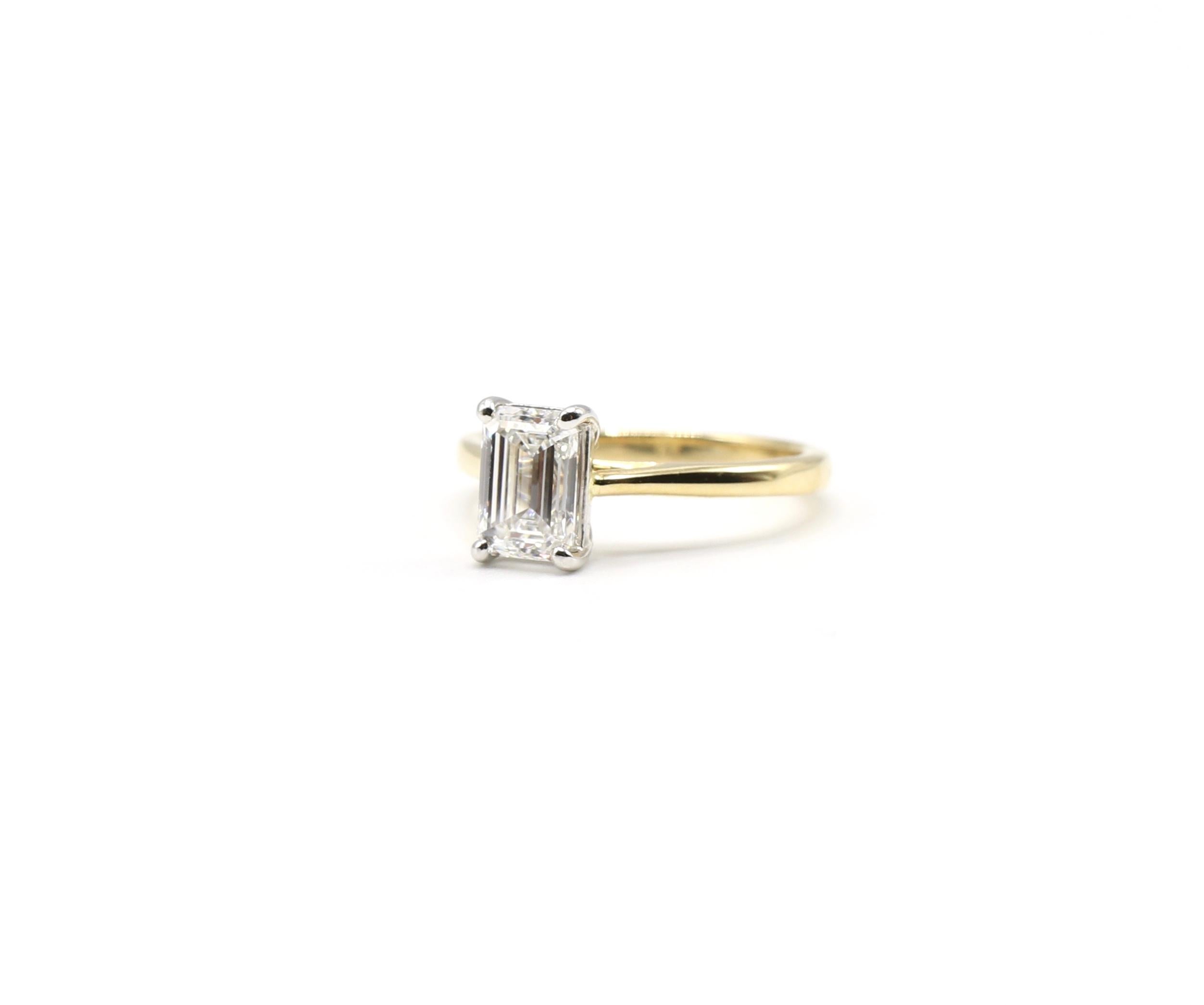 GIA Certified 1.01 Carat Emerald Cut G VS2 Diamond Solitaire Engagement Ring 1