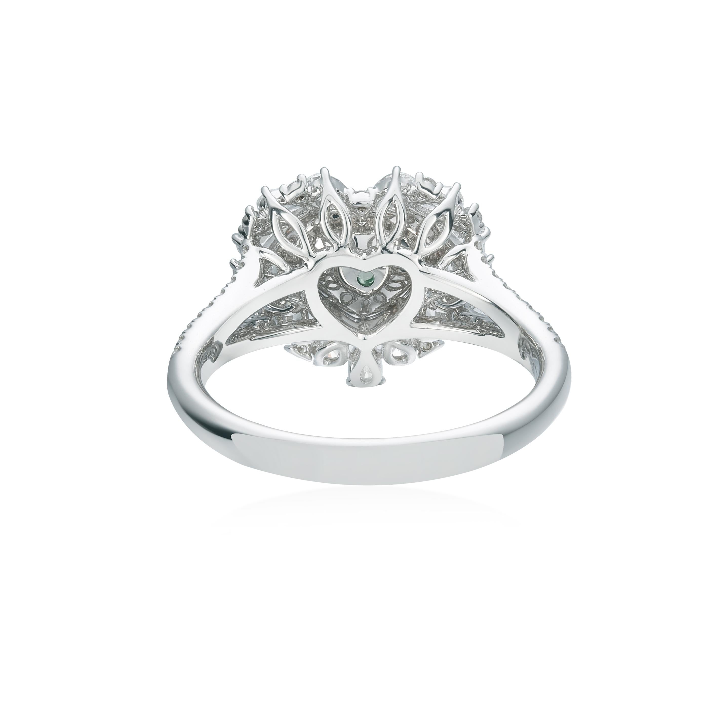 Contemporary GIA Certified 1.01ct HeartShape Fancy Green-Yellow Color Diamond Engagement Ring For Sale