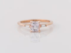 GIA Certified 1.01 Carat Natural Pink Sapphire 3-Stone Diamond Ring