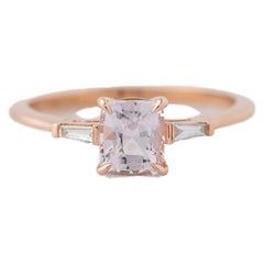 GIA Certified 1.01 Carat Natural Pink Sapphire 3-Stone Diamond Ring