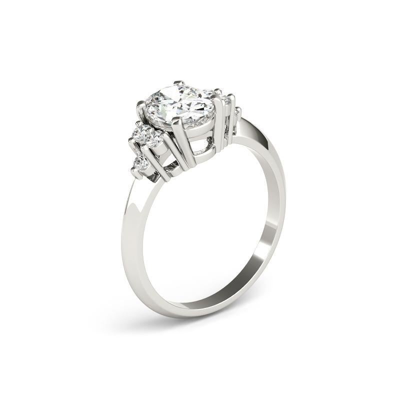 De las mujeres Anillo de diamantes en platino de 3 piedras, solitario ovalado y en racimo, certificado por GIA de 1,01 ct en venta