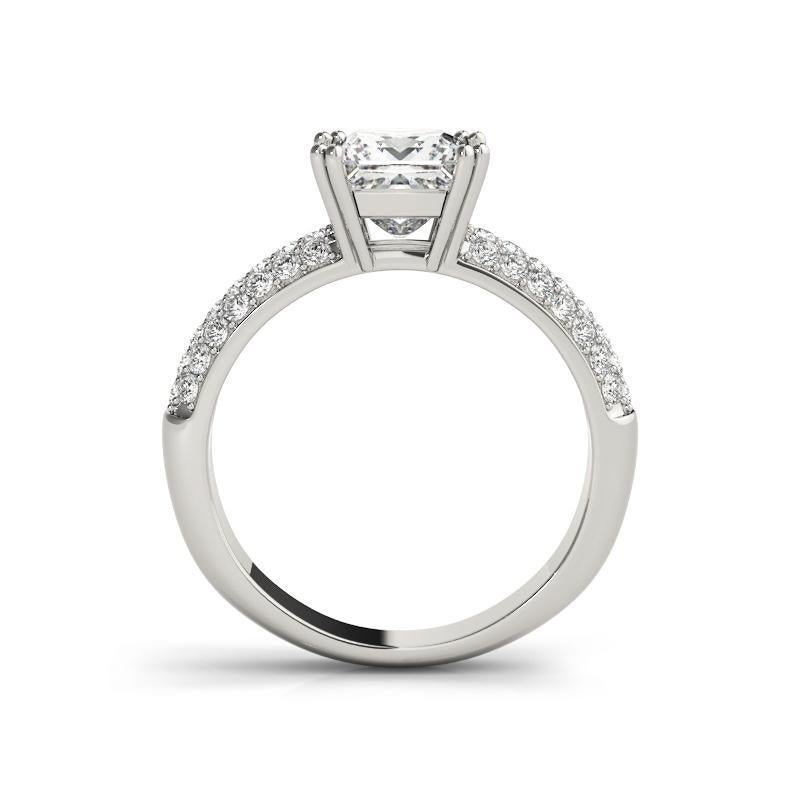 Taille princesse GIA Certified 1.01ct Princess Classic Solitaire Multi-Row Diamond Ring en vente