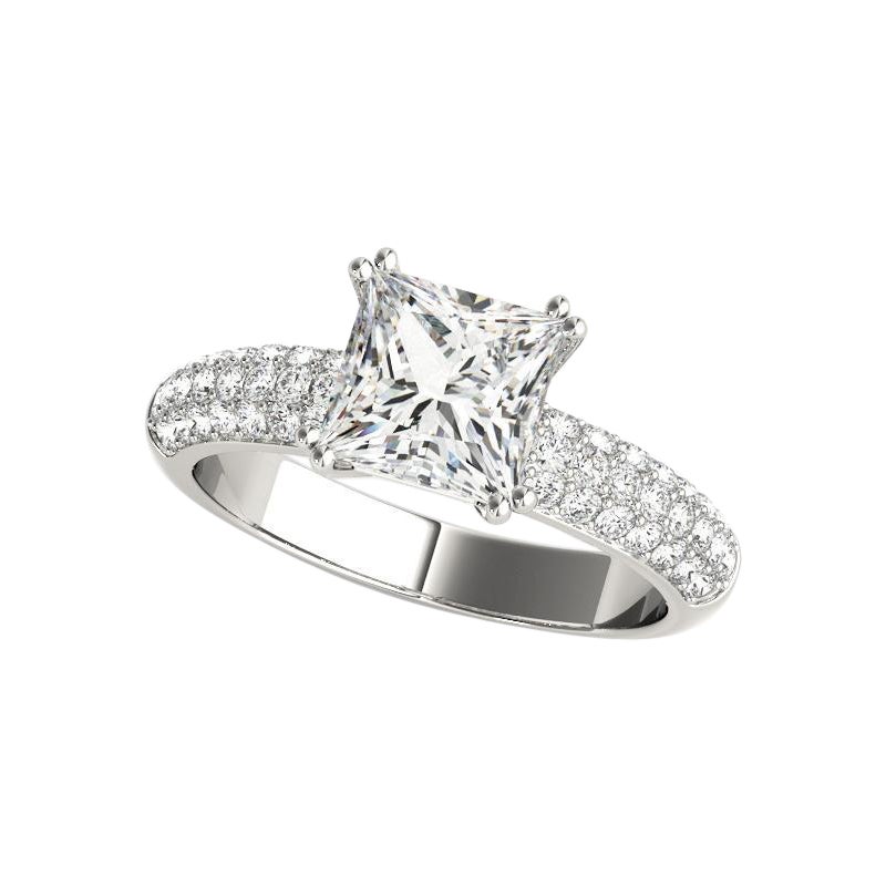 GIA Certified 1.01ct Princess Classic Solitaire Multi-Row Diamond Ring