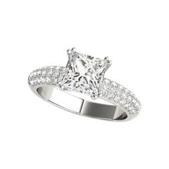 GIA Certified 1.01ct Princess Classic Solitaire Multi-Row Diamond Ring