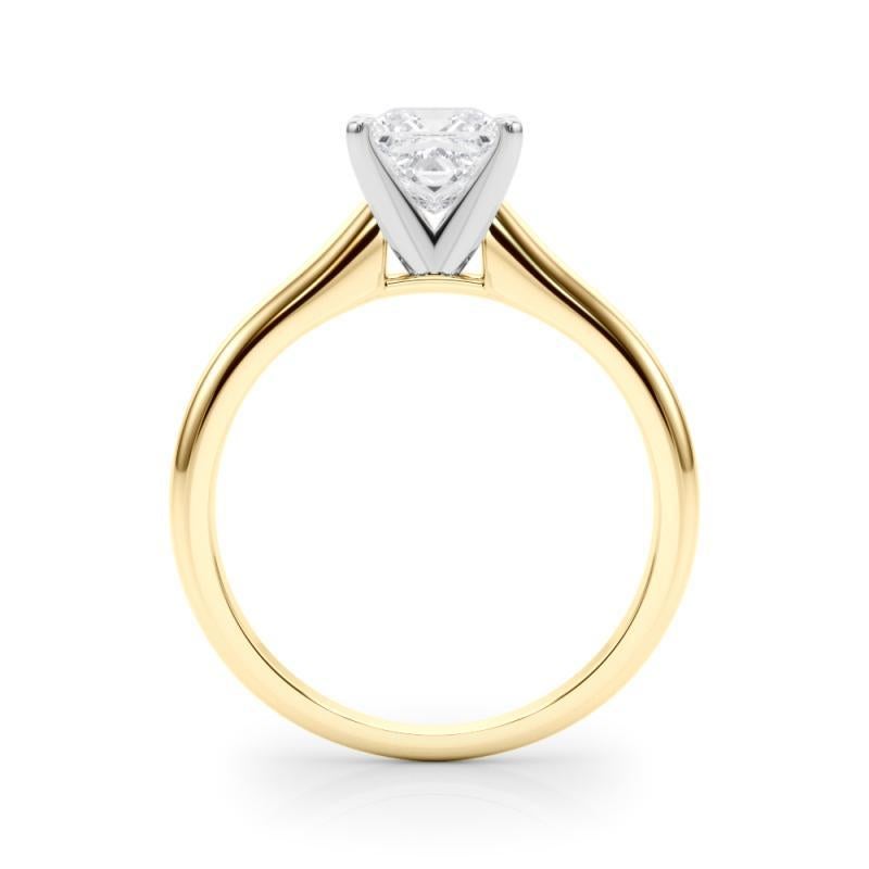 GIA Certified 1.01ct Princess Slim Band Classic Solitaire Diamond Ring In New Condition For Sale In New York, NY