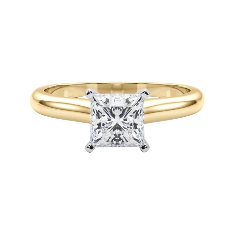 GIA Certificado 1.01ct Princesa Banda Delgada Clásico Anillo de Diamantes Solitario