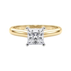 GIA Certificado 1.01ct Princesa Banda Delgada Clásico Anillo de Diamantes Solitario