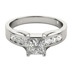 Bague à diamant certifié GIA 1.01ct Princesse Solitaire & Channel Diamond