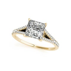 GIA Certified 1.01ct Princess Solitaire Entwined Prong Split Shank Diamond Ring