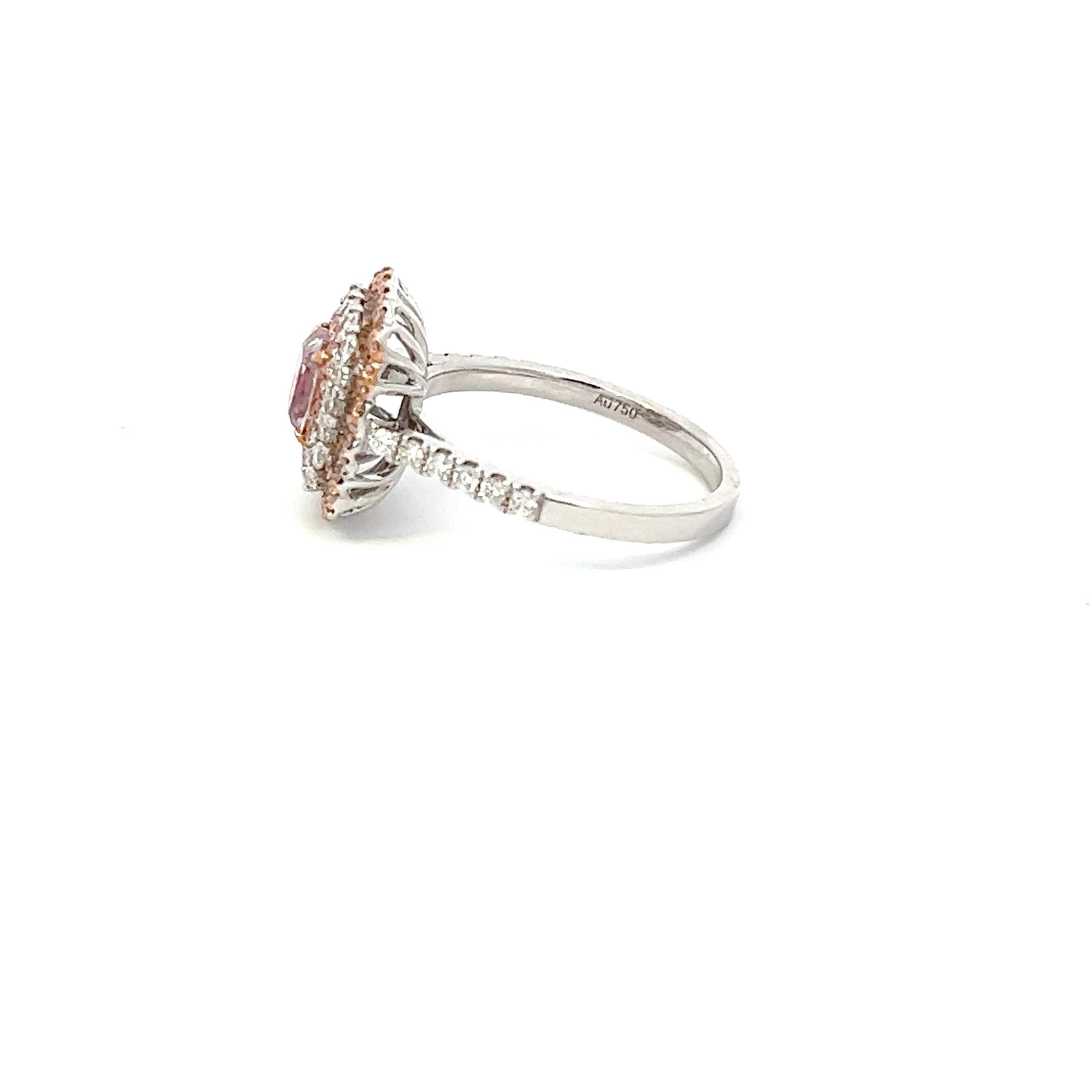 Cushion Cut GIA Certified 1.01 Carat Purplish Pink Diamond Ring For Sale