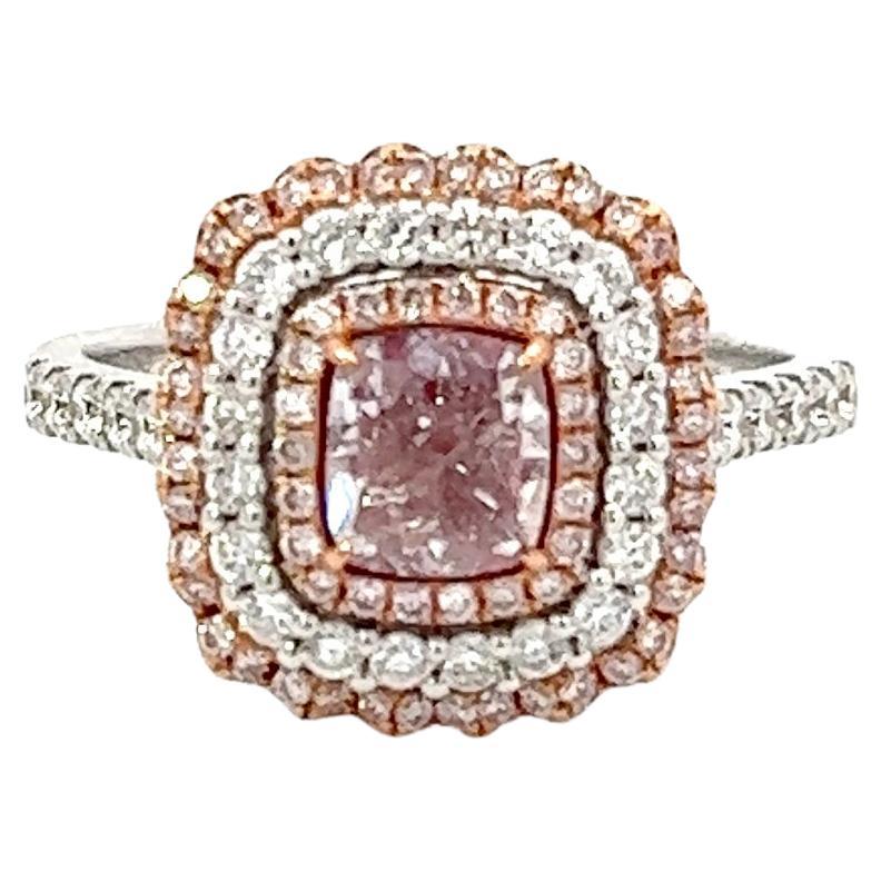 Bague en diamant rose violacé de 1,01 carat certifié par le GIA