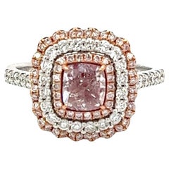 GIA Certified 1.01 Carat Purplish Pink Diamond Ring