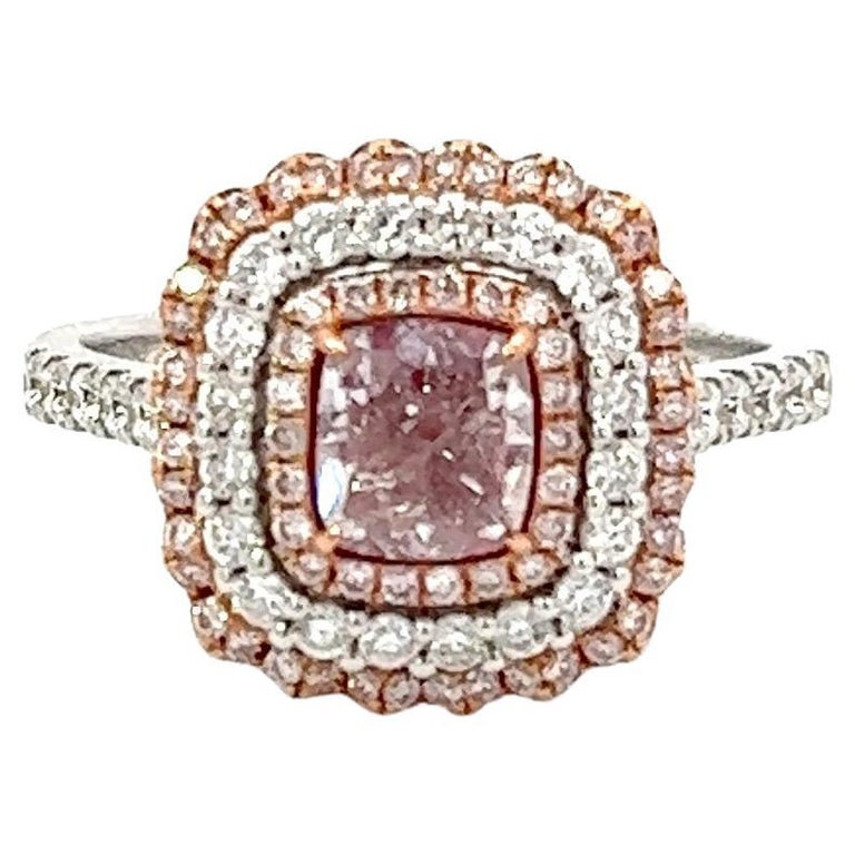 GIA Certified 1.01 Carat Purplish Pink Diamond Ring For Sale at 1stDibs