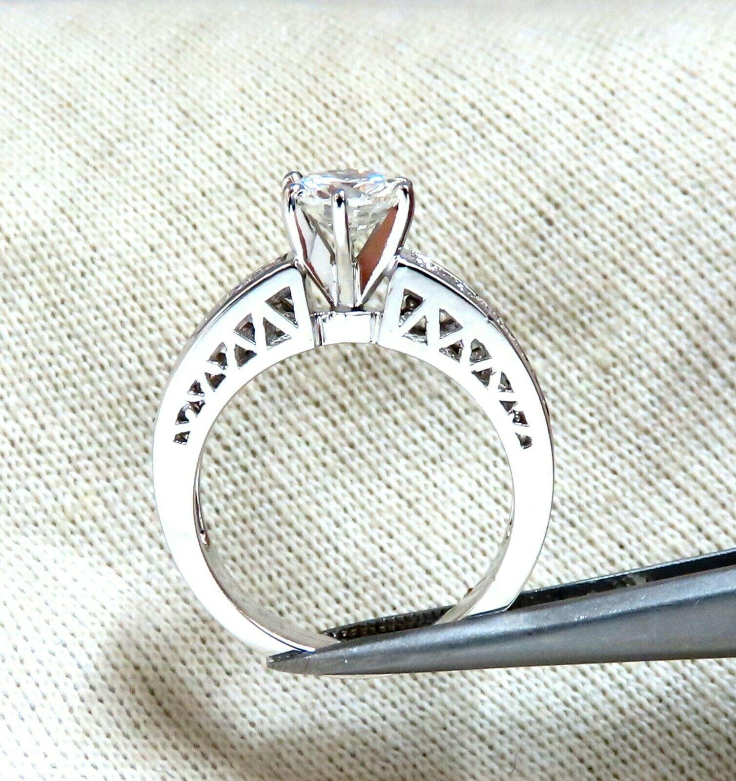 Taille ronde Bague et anneau en diamants ronds de 1,01 carat certifiés GIA, 14 carats en vente