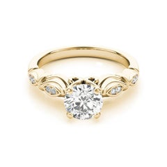 GIA Certified 1.01ct Round Multi-Stone Marquise Milgrain Ribbon Diamond Ring