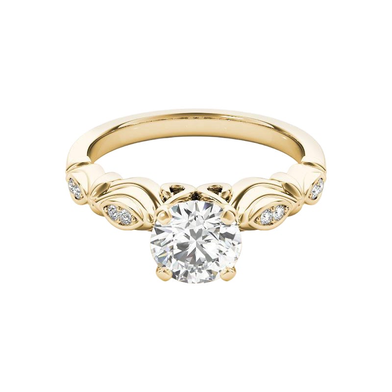 GIA zertifiziert 1,01ct Runde Multi-Stein Marquise Milgrain Ribbon Diamond Ring
