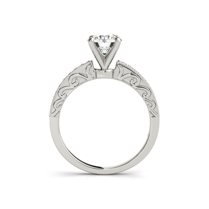 Taglio rotondo Anello con solitario rotondo e canale a traliccio di diamanti certificato GIA da 1,01 ct. in vendita