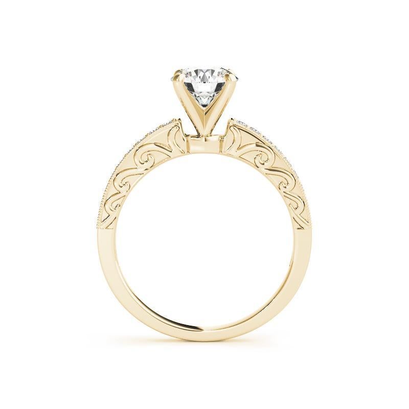 Taglio rotondo Anello con solitario rotondo e canale a traliccio di diamanti certificato GIA da 1,01 ct. in vendita