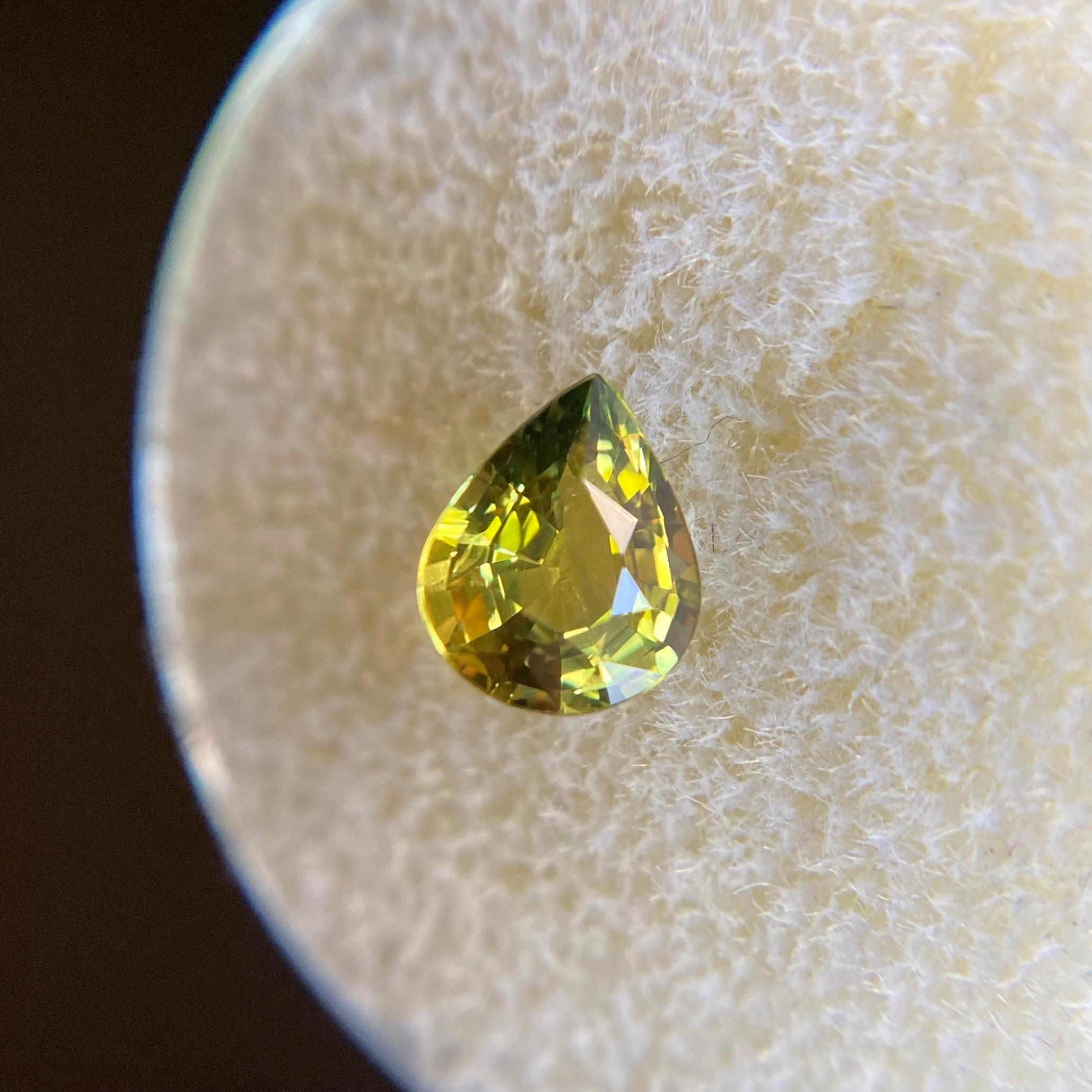 GIA Certified 1.01ct Untreated Vivid Yellow Sapphire Pear Teardrop Cut Gem For Sale 3