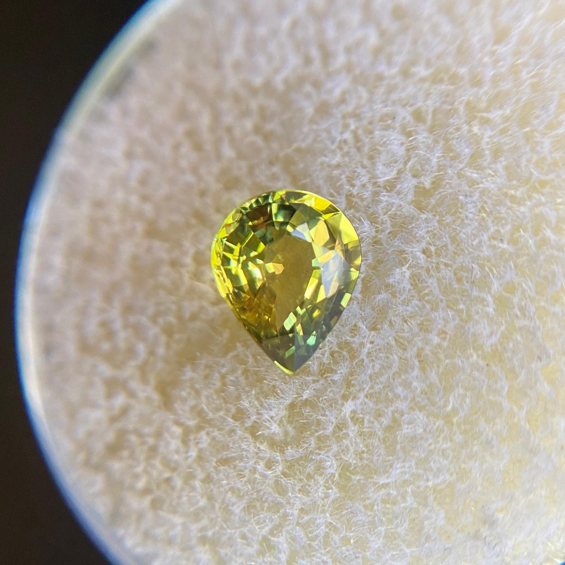 GIA Certified Untreated Yellow Sapphire Gemstone.

1.01 Carat unheated sapphire with a beautiful vivid yellow colour.
Fully certified by GIA confirming stone as natural and untreated.

Also has excellent clarity, a very clean stone with only some