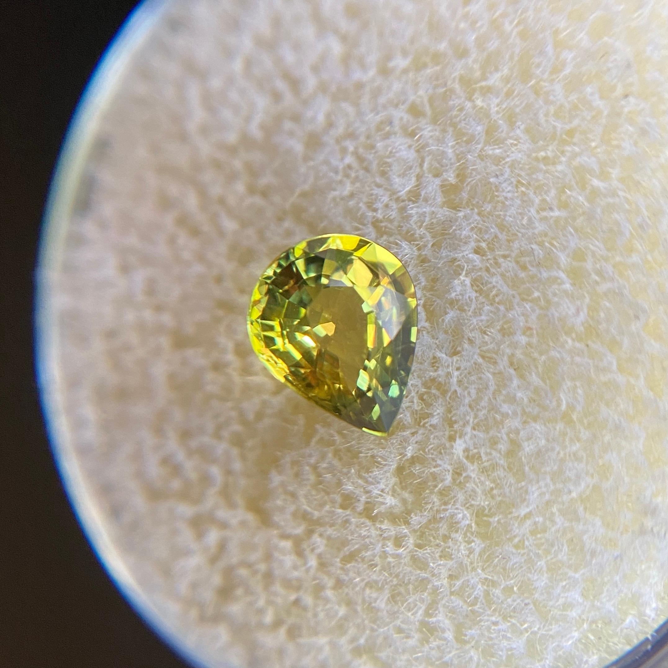 Pear Cut GIA Certified 1.01ct Untreated Vivid Yellow Sapphire Pear Teardrop Cut Gem For Sale