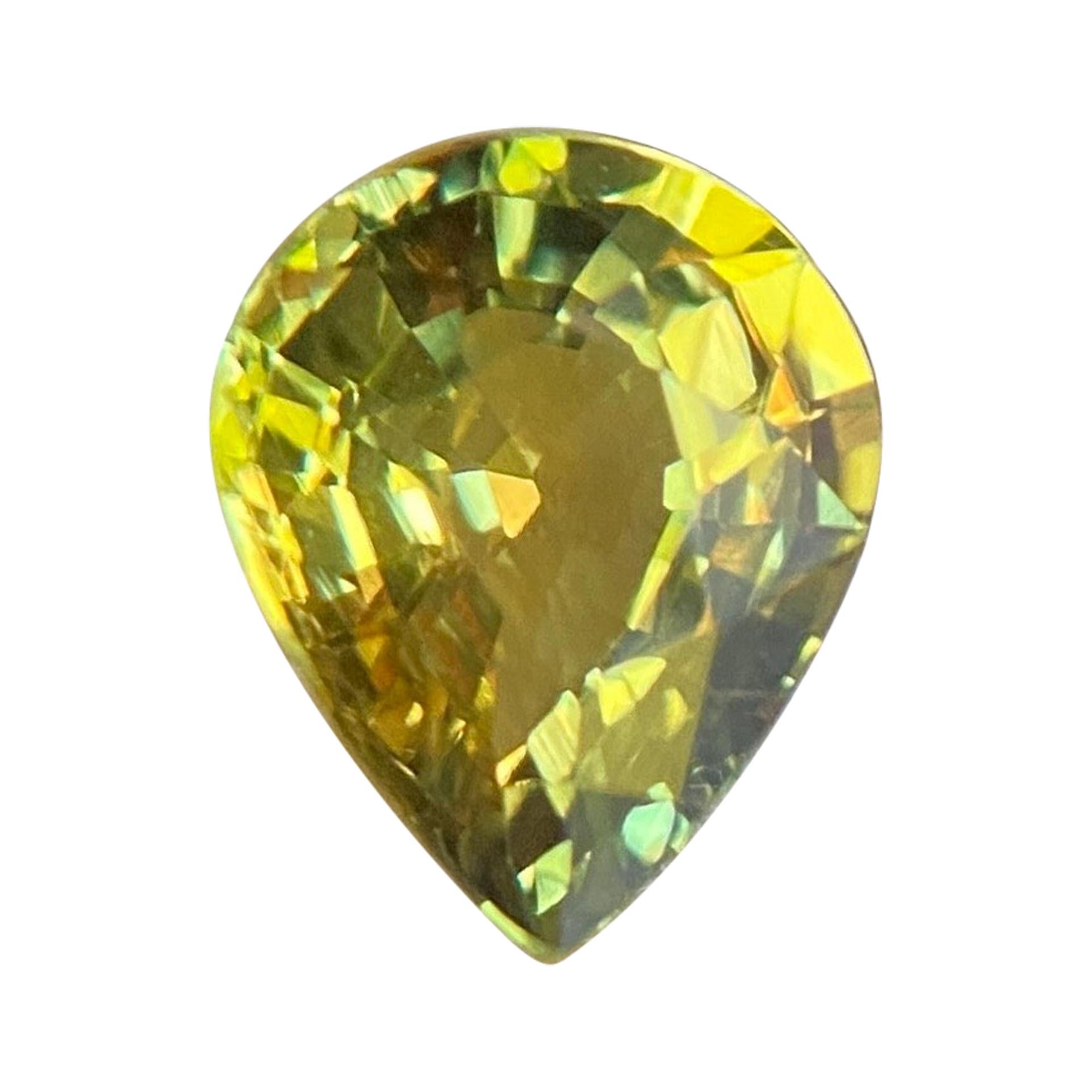 GIA Certified 1.01ct Untreated Vivid Yellow Sapphire Pear Teardrop Cut Gem For Sale