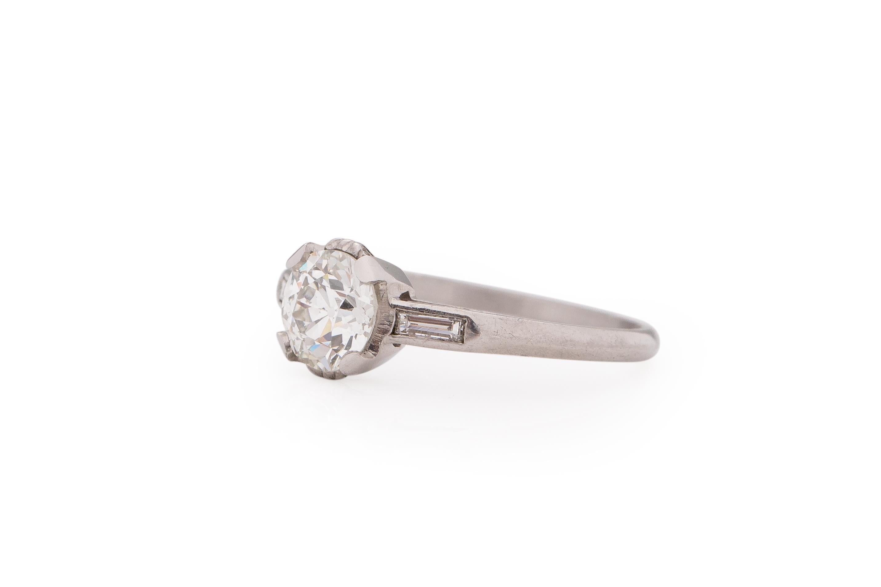 Old European Cut GIA Certified 1.02 Carat Art Deco Diamond Platinum Engagement Ring For Sale