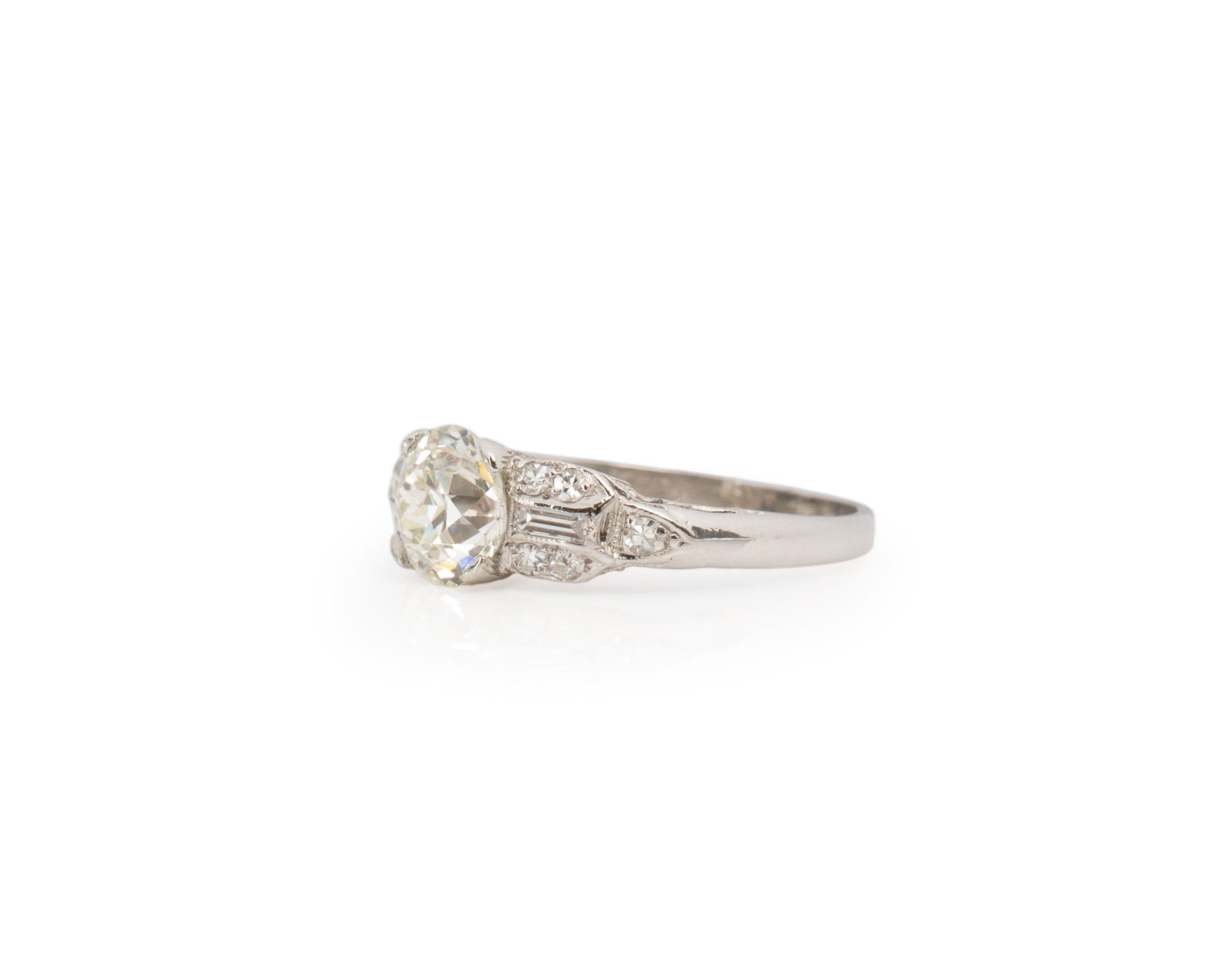 Art déco Bague de fiançailles en platine avec diamant Art Déco de 1,02 carat certifié par le GIA en vente