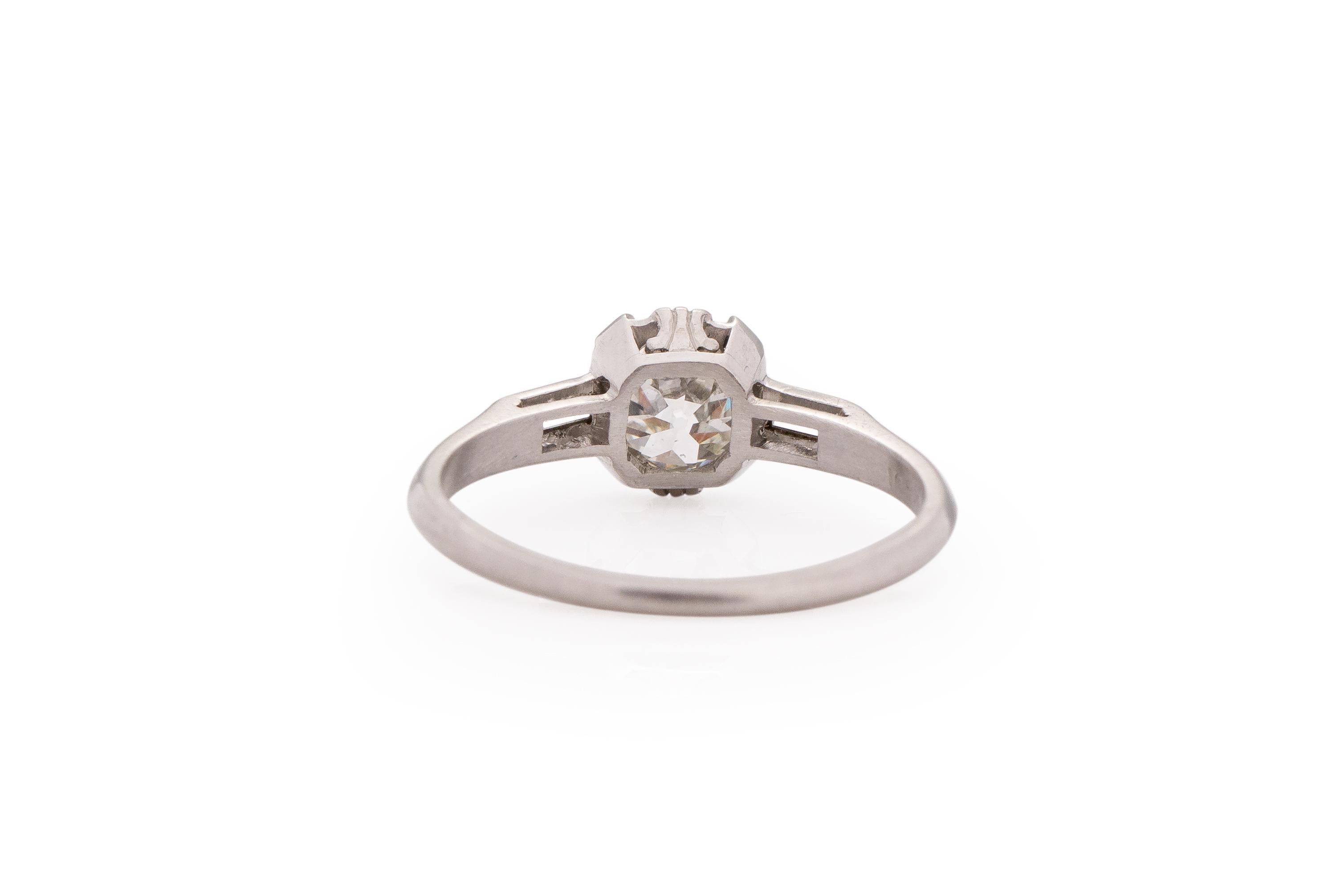 GIA Certified 1.02 Carat Art Deco Diamond Platinum Engagement Ring In Good Condition For Sale In Atlanta, GA