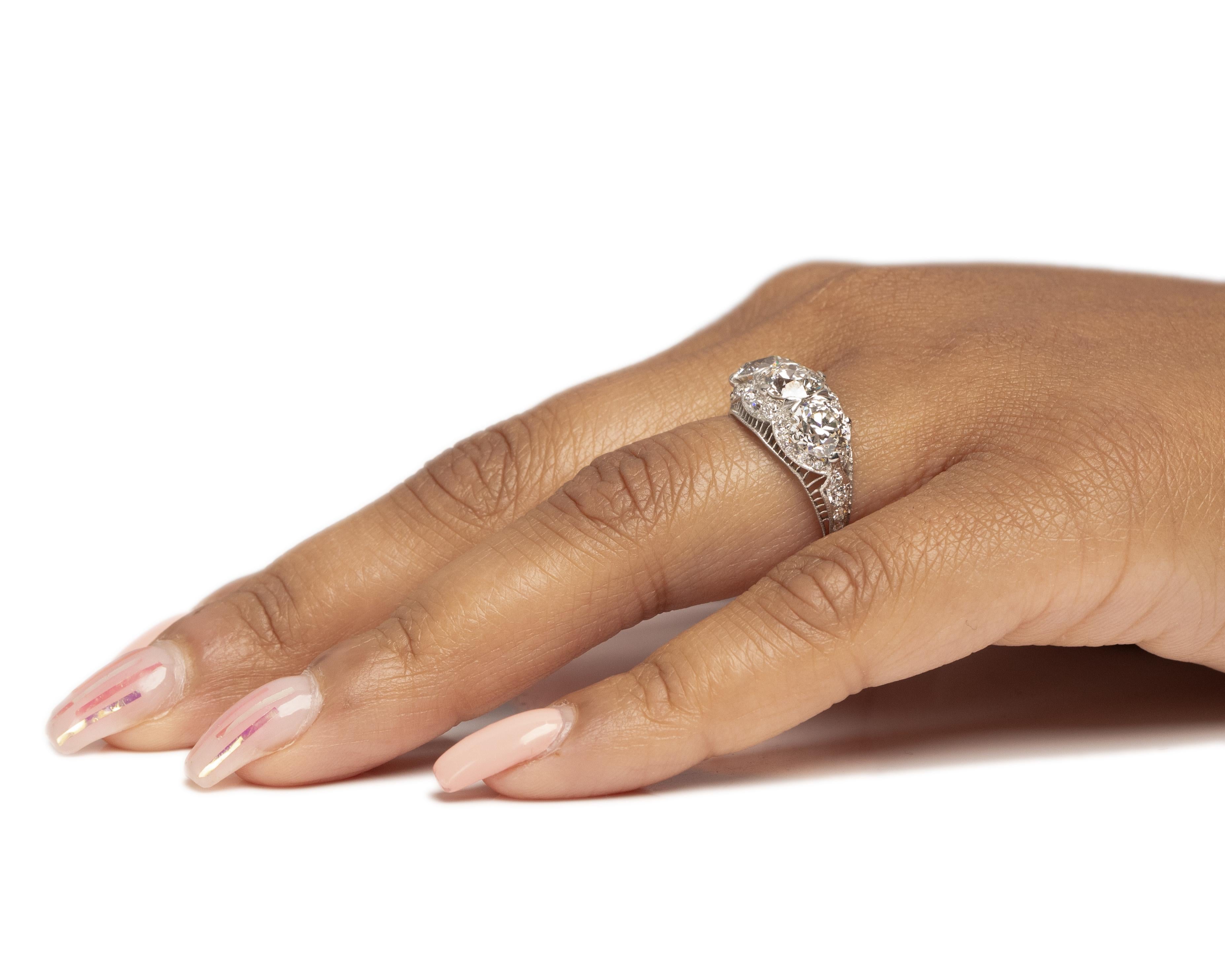 GIA Certified 1.02 Carat Art Deco Diamond Platinum Engagement Ring For Sale 2