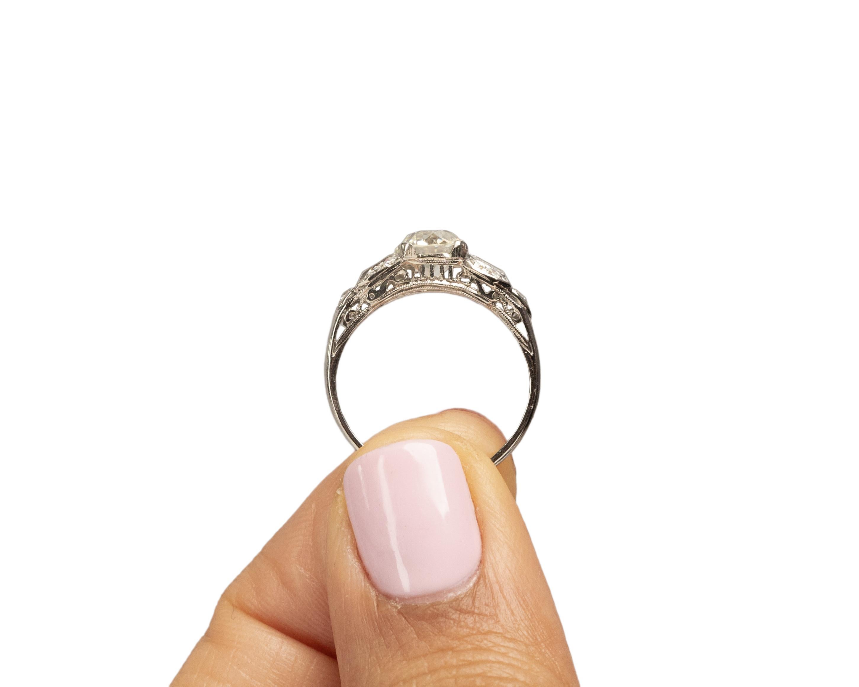 GIA Certified 1.02 Carat Art Deco Diamond Platinum Engagement Ring For Sale 3