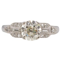 Antique GIA Certified 1.02 Carat Art Deco Diamond Platinum Engagement Ring