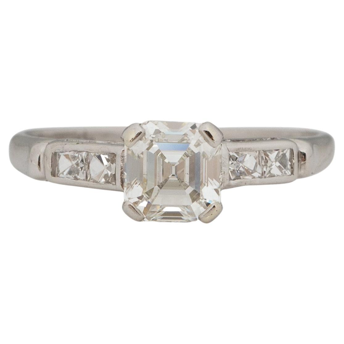 GIA Certified 1.02 Carat Art Deco Diamond Platinum Engagement Ring, VEG#1845