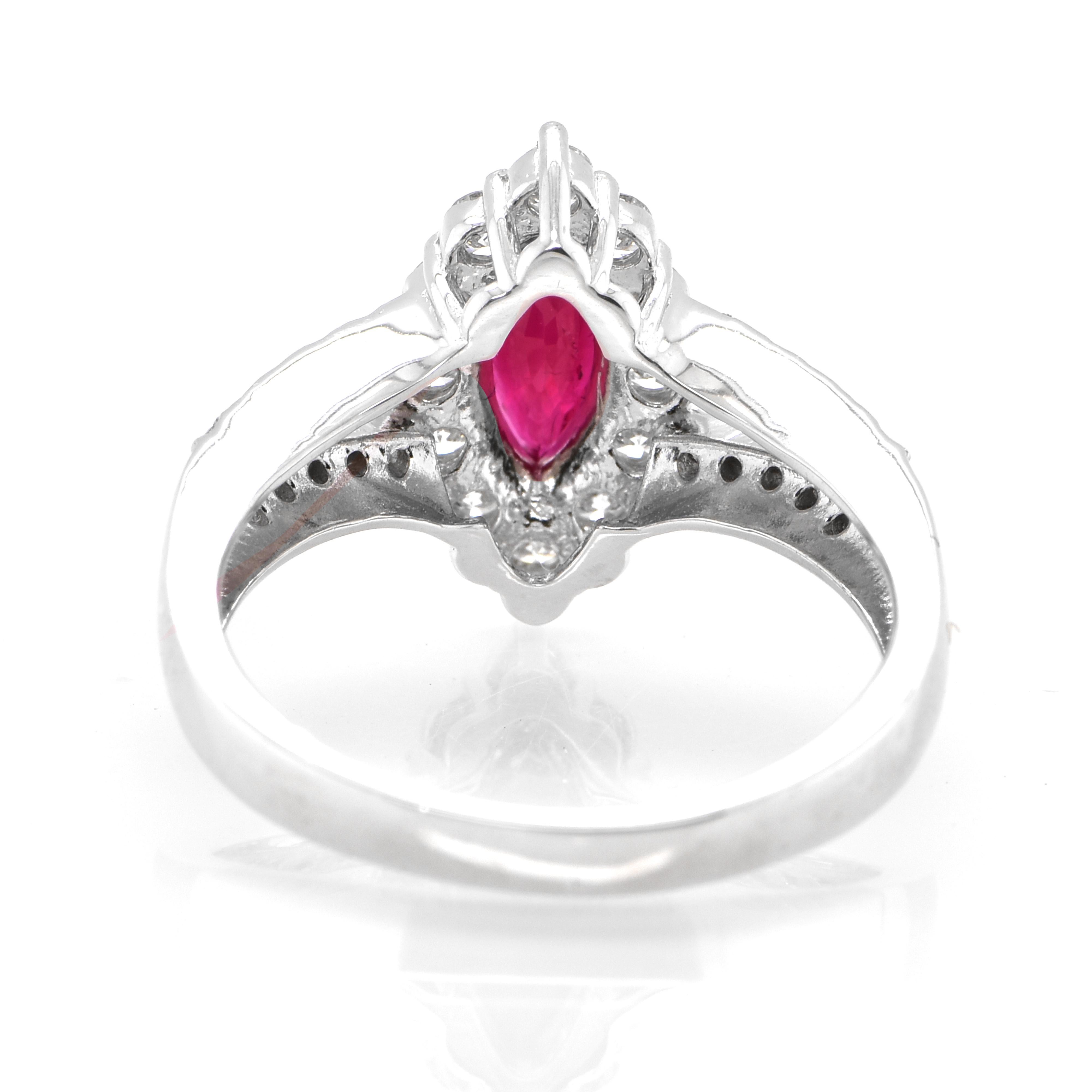 Women's GIA Certified 1.02 Carat Burmese, Pigeon's Blood Color Ruby Ring set in Platinum For Sale