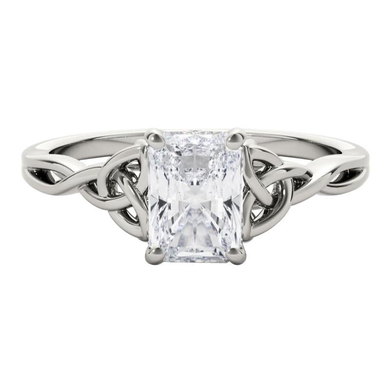 GIA Certified 1.02 Carat Celtic Knot Radiant Solitaire Platinum Diamond Ring