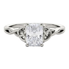 GIA Certified 1.02 Carat Celtic Knot Radiant Solitaire Platinum Diamond Ring