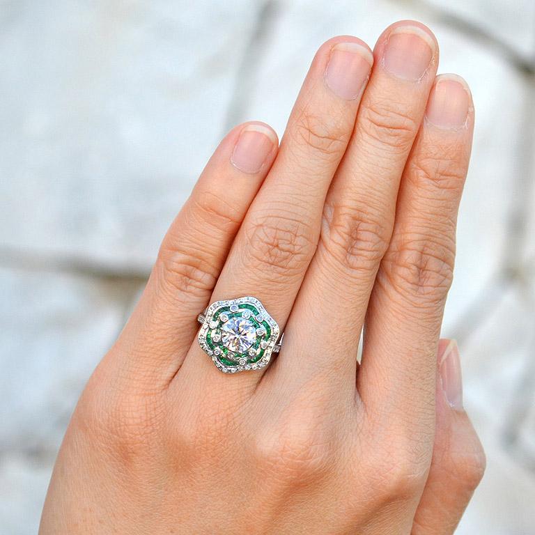 GIA Certified 1.02 Carat Diamond Emerald Engagement Ring 2