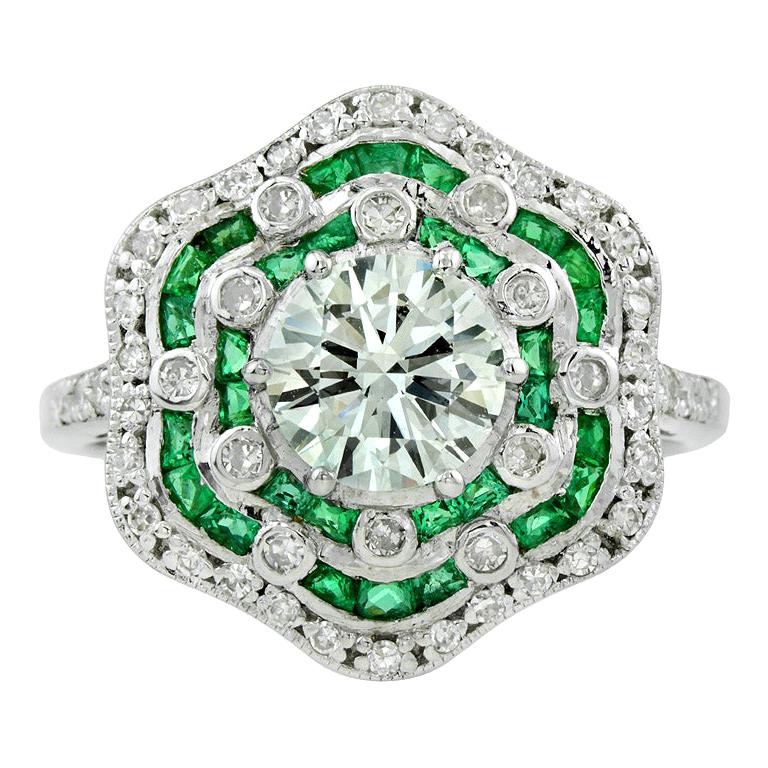 GIA Certified 1.02 Carat Diamond Emerald Engagement Ring