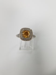GIA-zertifizierter 1,02 Karat Diamant Natürlicher Fancy Intense Gelb Orange Farbe Ring