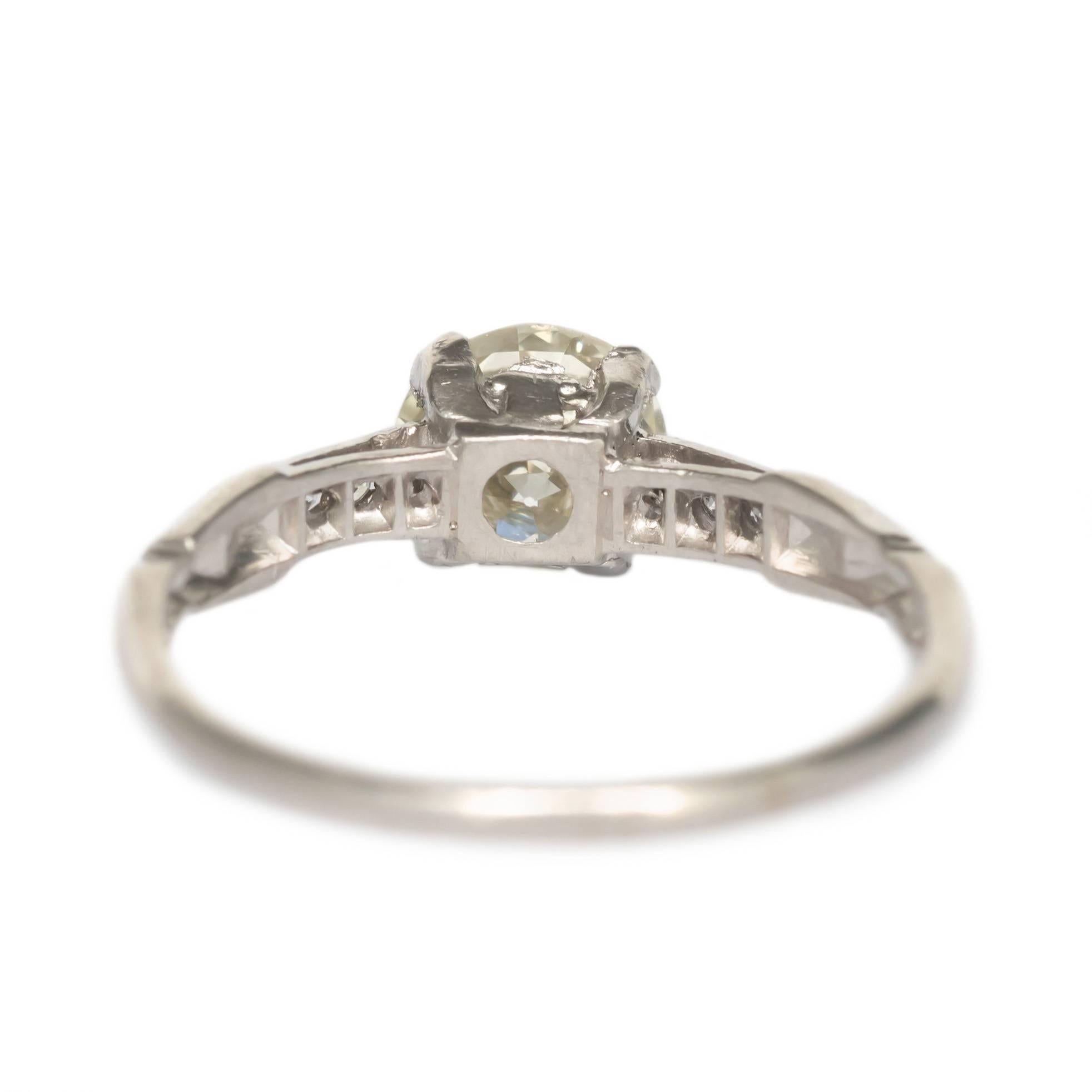 Art Deco GIA Certified 1.02 Carat Diamond Platinum Engagement Ring For Sale
